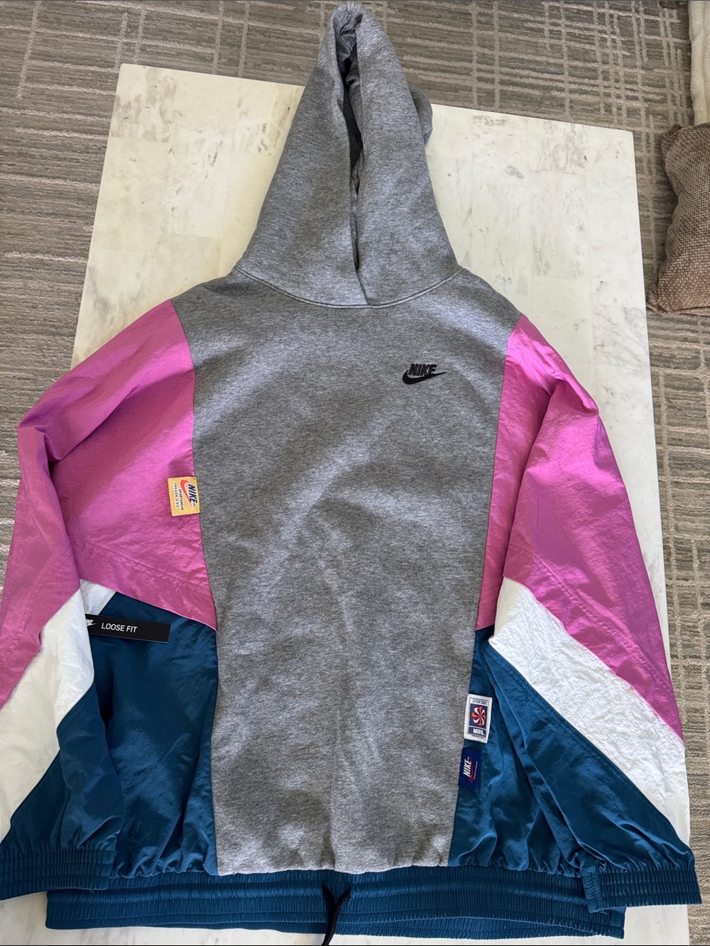 Nike Gray & Pink Colorblock Hoodie Jacket Vintage style track